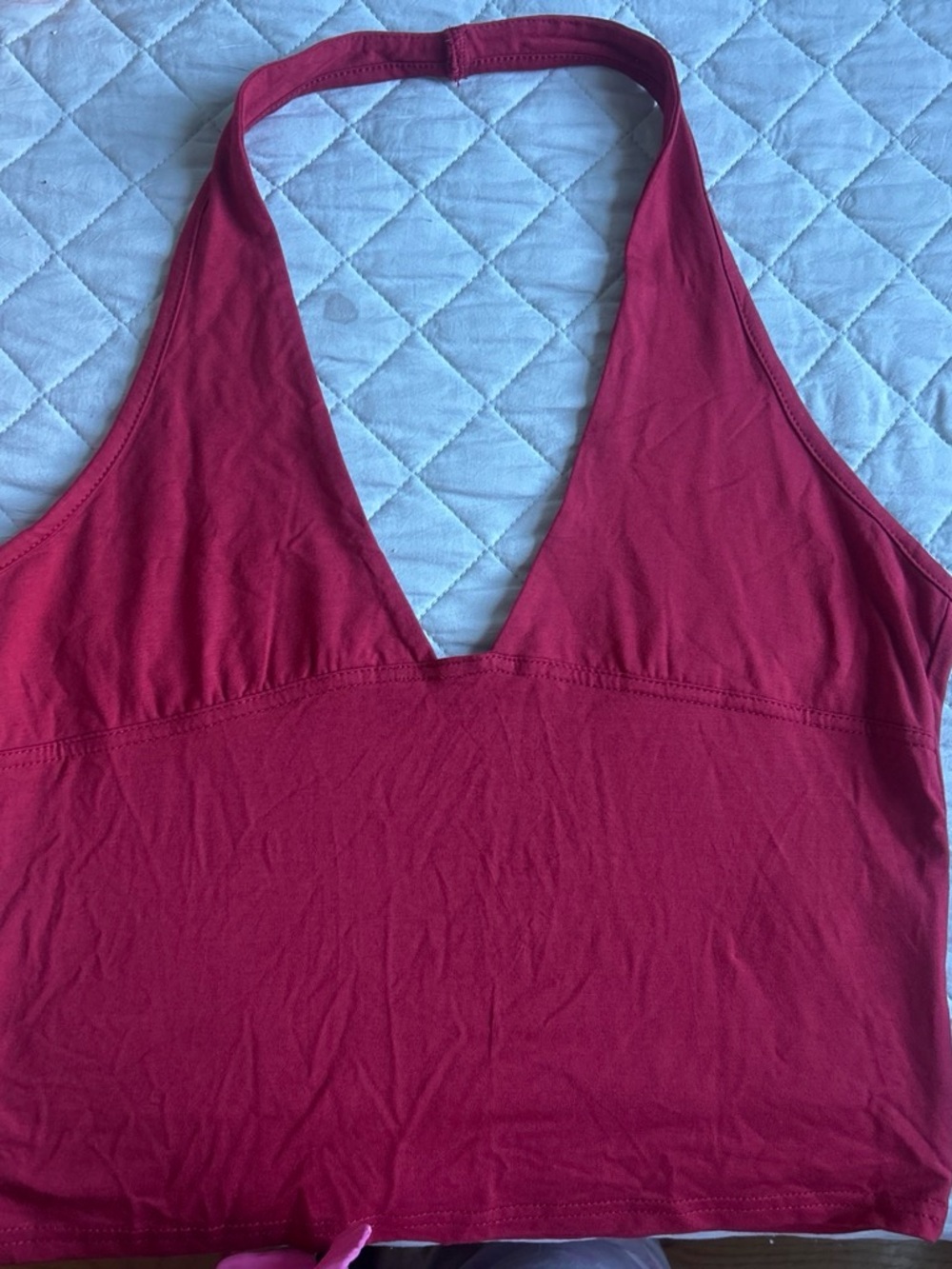 SHEIN Red Halter Bandeau Top